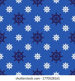 Boat steering wheel seamless pattern marine fabric vector design.