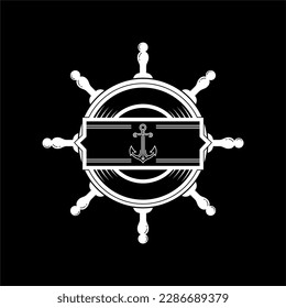 Boat Steering Wheel Stamp Template Vector