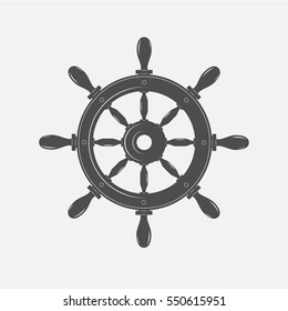 Boat Steering Wheel Vector Icon On White Background.