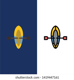 Boat, Summer, Beach  Icons. Flat and Line Filled Icon Set Vector Blue Background