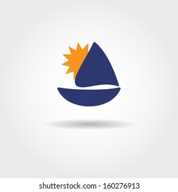 Boat and sun icon