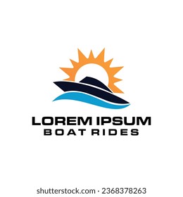 boat with sun. vector logo
