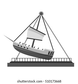 Boat swing icon. Gray monochrome illustration of boat swing vector icon for web