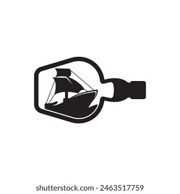 Boat symbol logo icon in a bottle design vector illustration