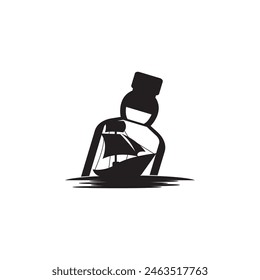 Boat symbol logo icon in a bottle design vector illustration