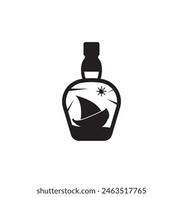Boat symbol logo icon in a bottle design vector illustration