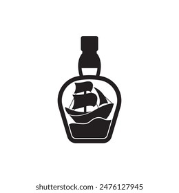 Boat symbol logo icon in a bottle design vector illustration