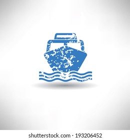 Boat symbol,grunge vector