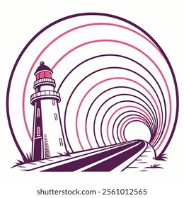 Boat target lighthouse Vector design