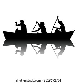 Boat teams isolated on white background with shadows