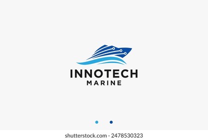 boat tech logo design vector silhouette illustration