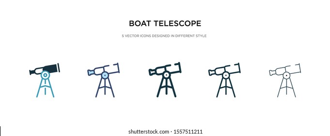 boat telescope icon in different style vector illustration. two colored and black boat telescope vector icons designed in filled, outline, line and stroke style can be used for web, mobile, ui