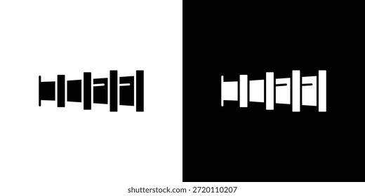 Icono de telescopio de barco ilustraciones gráficas planas simples. Vector de silueta blanco y negro