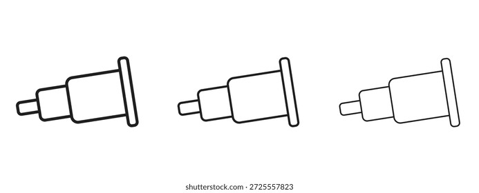 Ícone do telescópio do barco símbolo de linha fina sobre fundo branco, ilustração vetorial de traçado editável