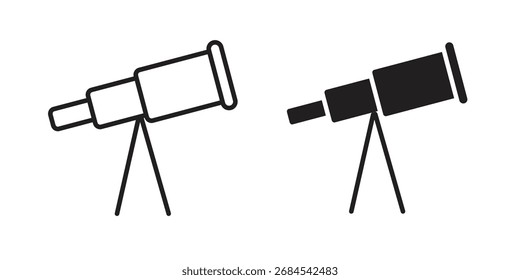 Ícones simples do telescópio do barco conjunto do vetor. símbolo do sinal do logotipo conjunto