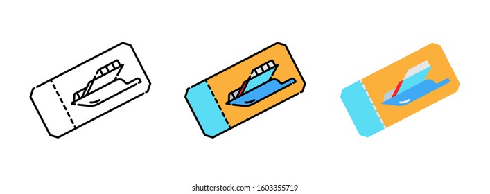 Boat ticket icon set isolated on white background for web design ,travel concept