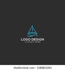 Boat With Tide Logo Design Vector Illustration