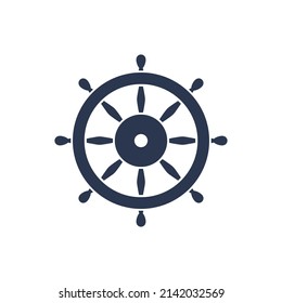 Icono de la rueda del reloj del barco. Logotipo del volante del volante de dirección del buque del puerto vectores del volante del capitán