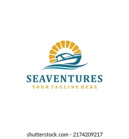 Boat Tour Company with Sun Logo Design