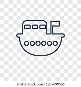 Boat toy concept vector linear icon isolated on transparent background, Boat toy concept transparency concept in outline style