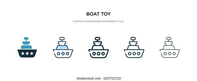 boat toy icon in different style vector illustration. two colored and black boat toy vector icons designed in filled, outline, line and stroke style can be used for web, mobile, ui