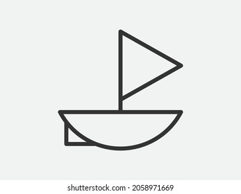 Boat toy icon on white background. Line style vector.