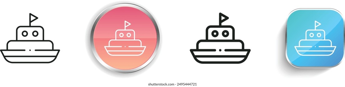 boat toy icon. Thin Linear, Regular and Button Style Design Isolated On White Background