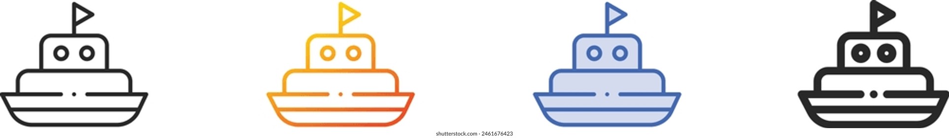 boat toy icon.Thin Linear, Gradient, Blue Stroke and bold Style Design Isolated On White Background