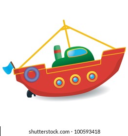 Boat toy on white background - vector illustration.