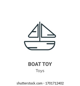 Boat toy outline vector icon. Thin line black boat toy icon, flat vector simple element illustration from editable toys concept isolated stroke on white background
