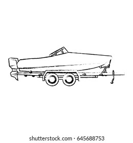 boat with trailer transport maritime image