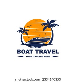 Boat travel, island, beach logo vector. illustration vector, suitable for your design need, logo, illustration, animation, etc.