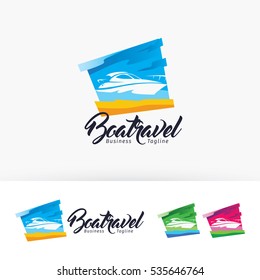 Boat travel logo design. Creative vacation agency logo concept, Vector logo template