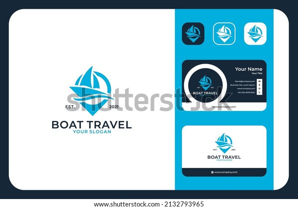 boat travel\
with pin logo design and business\
card