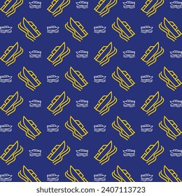 Boat trendy vector design repeating pattern illustration background