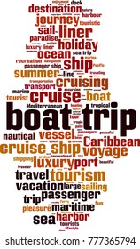 Boat trip word cloud concept. Vector illustration