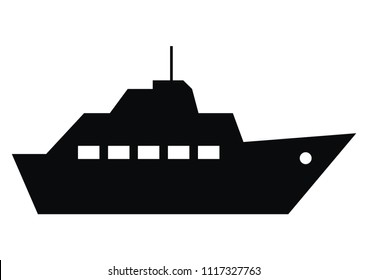 boat trips, black silhouette of steamboat, vector icon