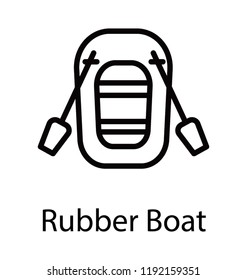 A boat with two oars in a water used as an outdoor activity in fast running water navigate through sea depicting