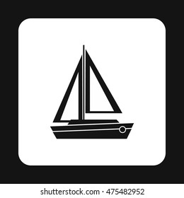 Boat with two sails icon in simple style isolated on white background. Sea transport symbol