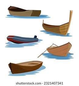 Boat types set. Vector illustration.