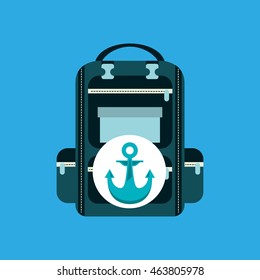 boat, vacation on beach icon, vector illustration