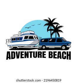 boat and van illustration design vector