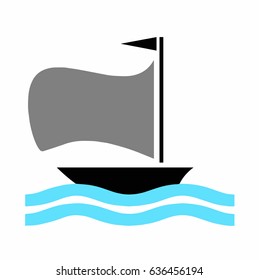 boat vector with blue sea