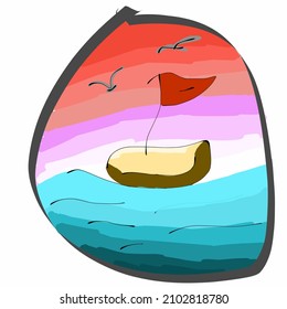 diseño de vectores de embarcaciones en el mar de verano