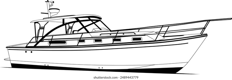 Boat vector,  Fishing boat vector, fishing boat one color