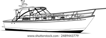 Boat vector,  Fishing boat vector, fishing boat one color