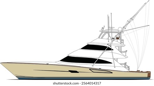 Boat vector, Fishing boat vector, Sport fishing boat vector