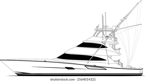 Boat vector, Fishing boat vector, Sport fishing boat vector