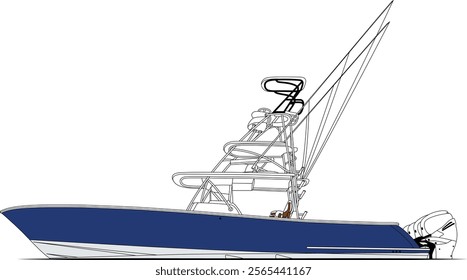 Boat Vector, Fishing boat vector, Sport fishing boat vector