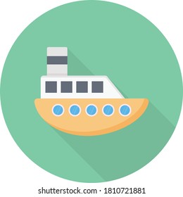 boat vector flat color icon 